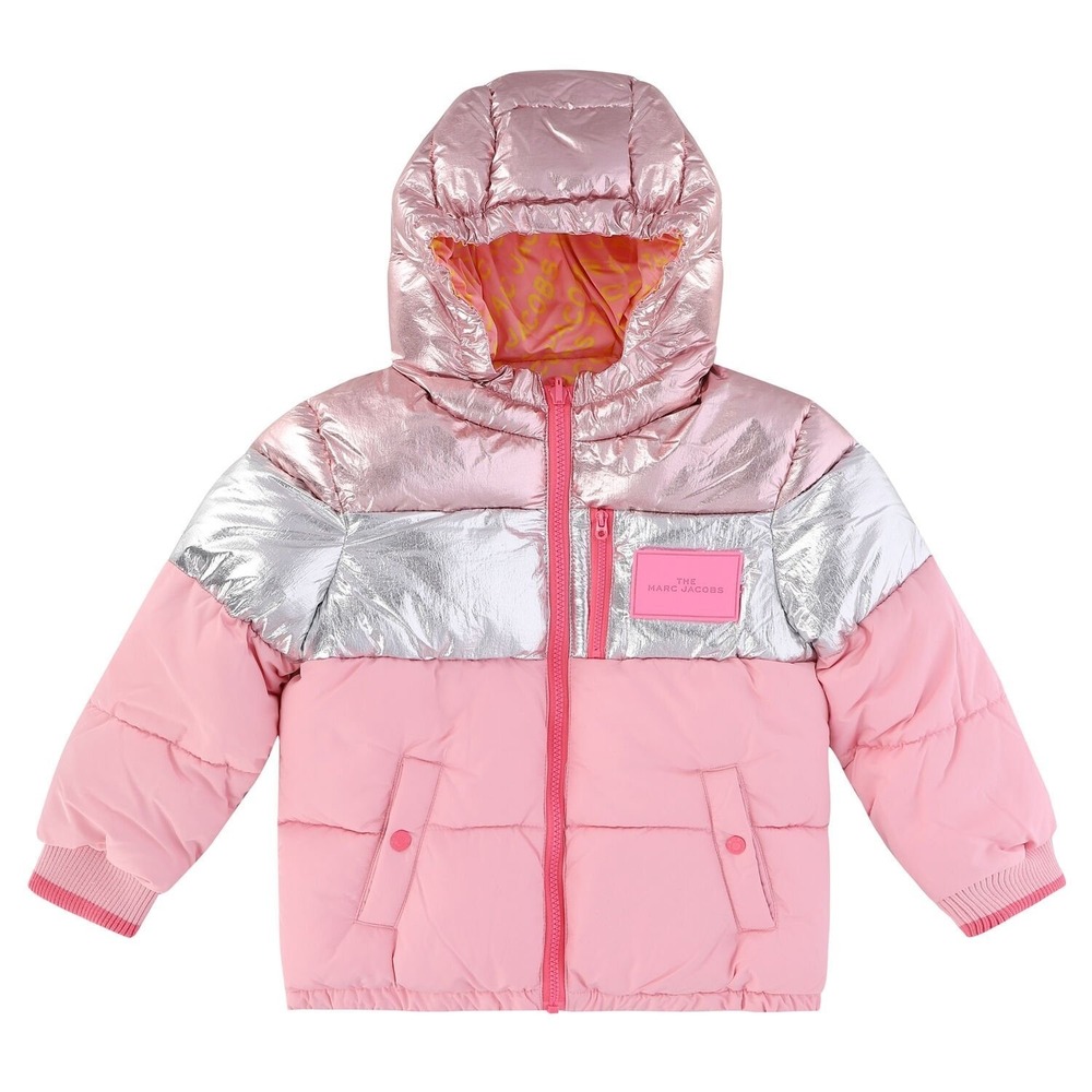 The Marc Jacobs Girls Pink Metallic Colorblock Reversible Puffer Jacket Size 6‎